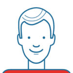 Illustration einer männlichen Figur zur Darstellung des studentischen internen Supports bei Peerox.