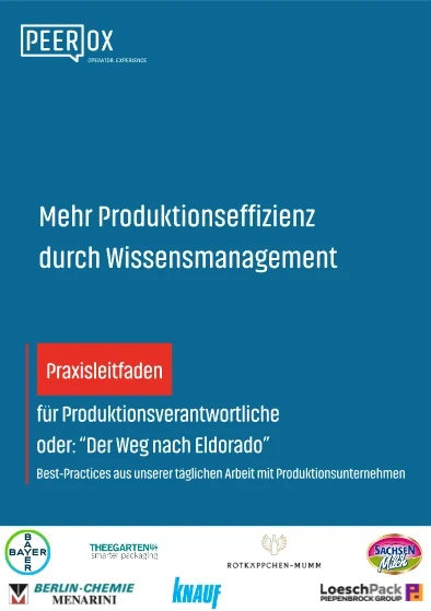 Titelseite des Whitepapers "Mehr Produktionseffizienz durch Wissensmanagement" mit Logos von Partnerunternehmen.