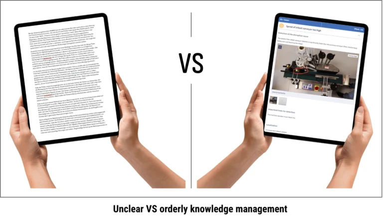 Visual comparison of modern smart knowledge documentation in production versus traditional methods